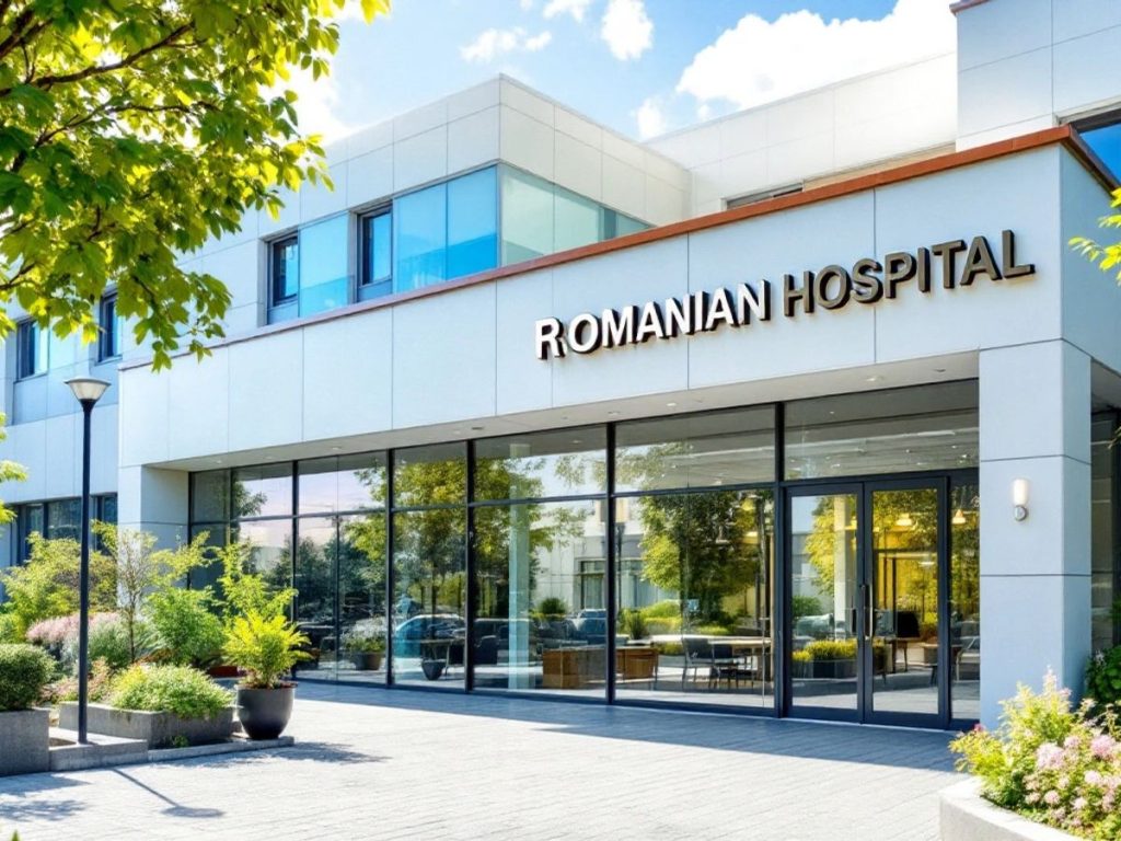 Spital modern din România, cu arhitectură contemporană.