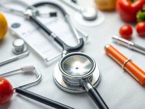 Stetoscop pe o masă de examinare medicală.