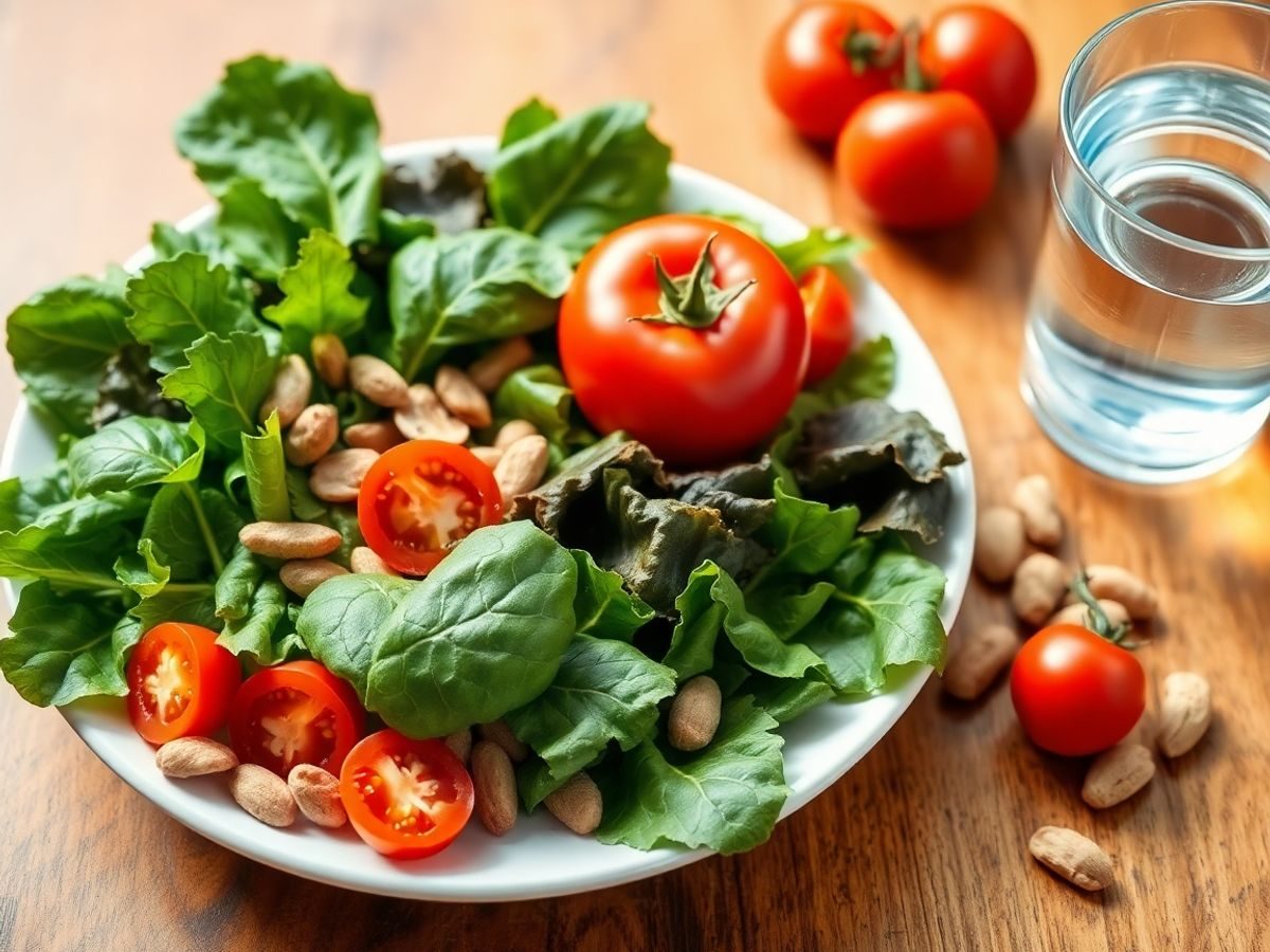 Mâncare sănătoasă pentru inimă cu legume și nuci.