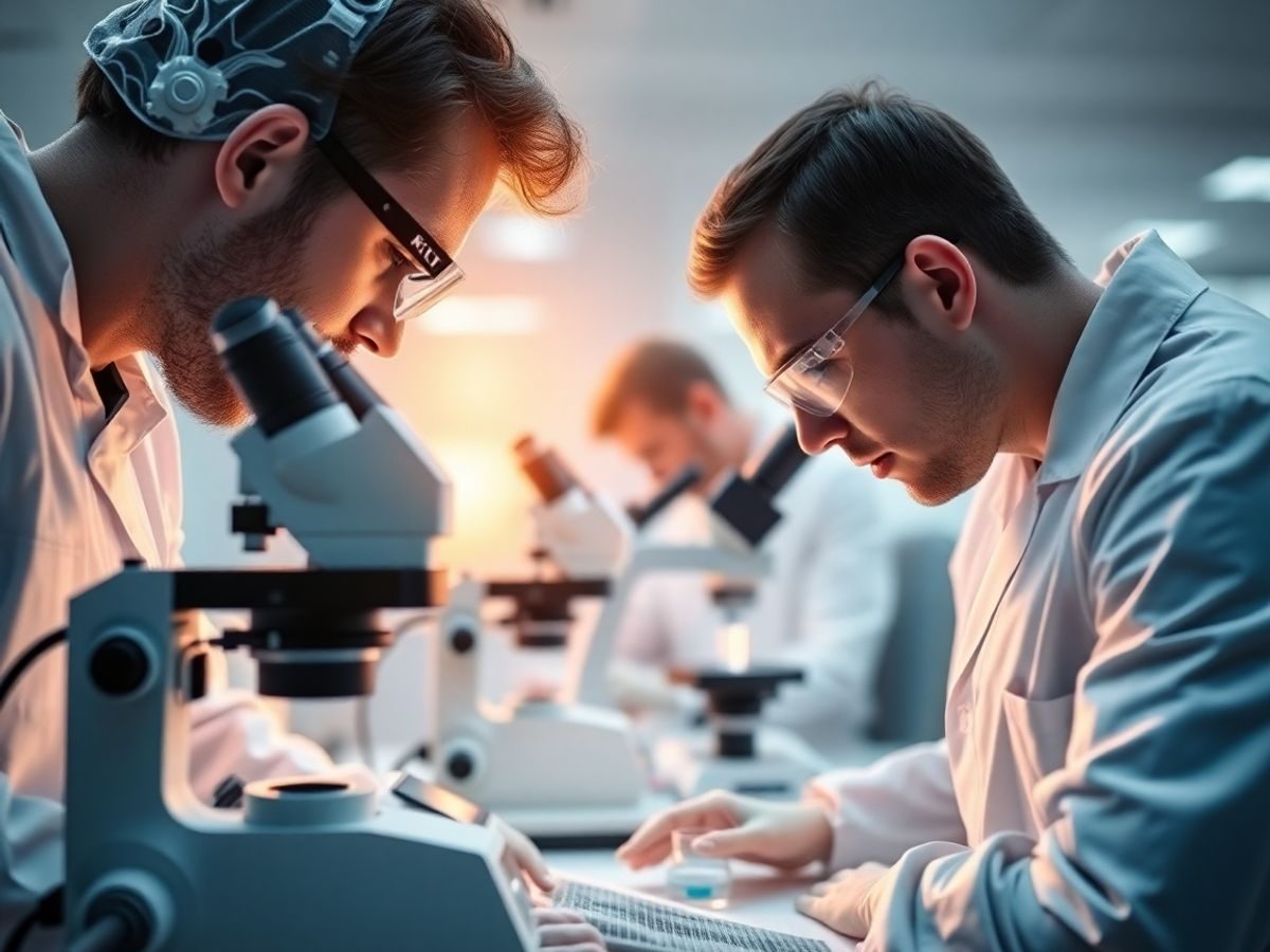 Oamenii de știință examinează mostre sub microscop.