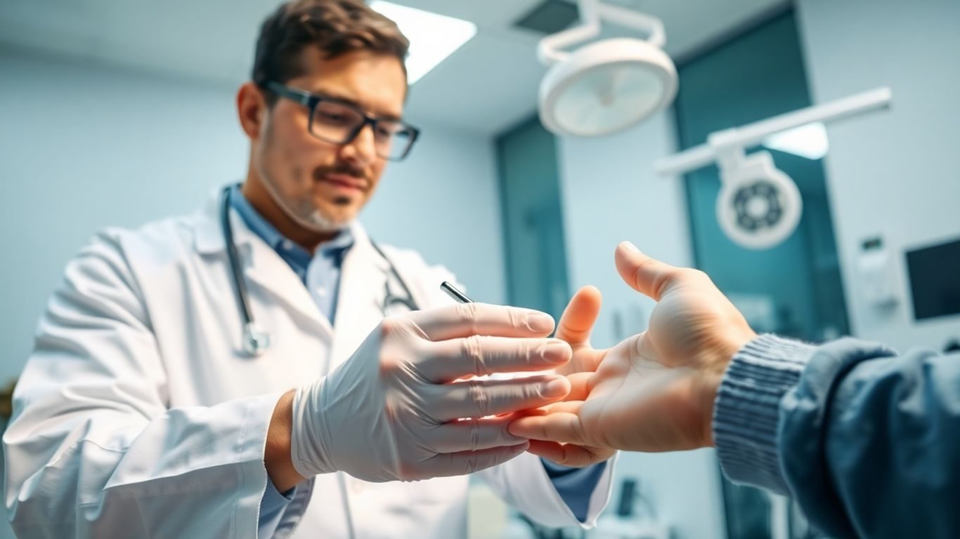 Medicina muncii: medic examinează pacientul